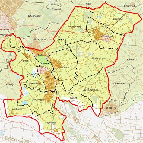 Kaart van de gemeente Oude IJsselstreek met aanduiding zones buitengebied en bebouwing