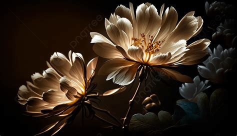 Donker botanisch behang: voorbeelden van bloemen op donkere achtergrond