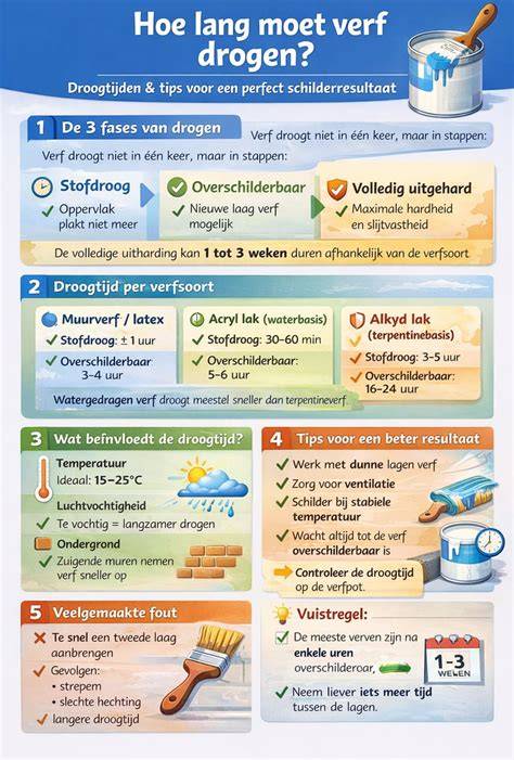 Grafiek: droogtijden en verwerkingstemperaturen