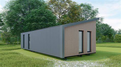Illustratie: Kleine prefab woning op locatie