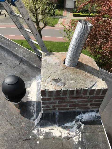 Diagram per stap: afdichting binnenzijde en bovenzijde van rookkanaal