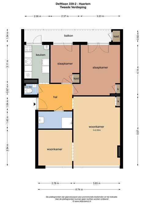 Infographic: Plattegrond van Delftlaan Haarlem met aanduiding van woonkamer, slaapkamers en zolderruimte