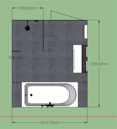 Diagram van ideale afmetingen voor een barrièrevrije inloopdouche