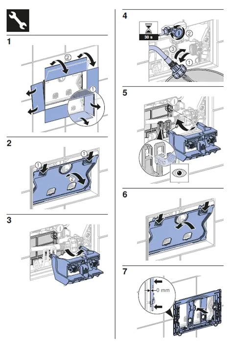 Diagram: demontage en montage van Geberit bedieningsplaat