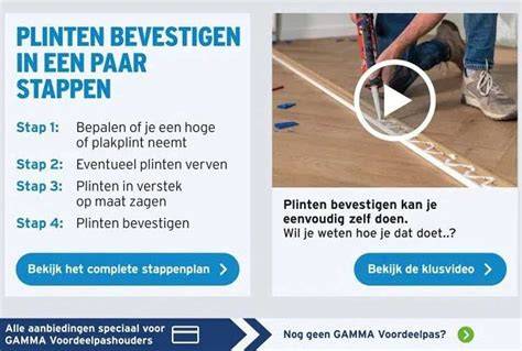 Infographic overzicht van stappen voor hoge plinten