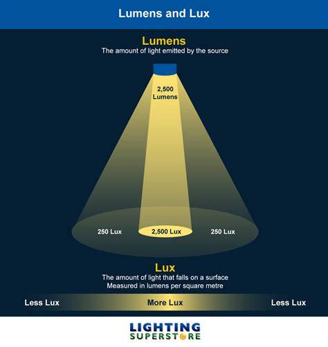 Infographic over Lumen, Lux en luxwaarden bij sensoren