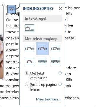 Tekstterugloop en indelingsopties