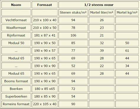 Infographic: Formaten en gemiddeld aantal stenen per m²