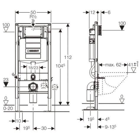 Schema: Geberit Duofix systeemwand en frameconfiguraties
