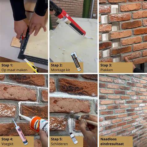 montage stappen baksteenstrips afbeelding