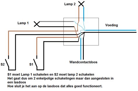 Schema: twee lampen parallel op één schakeldraad