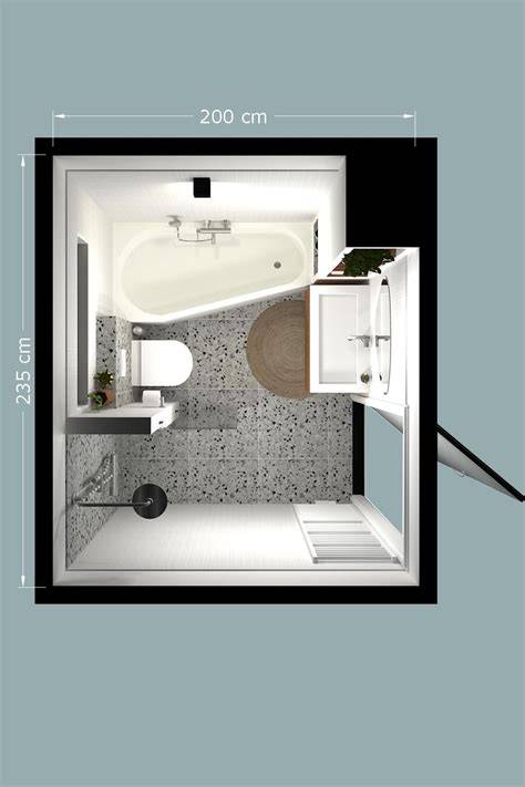 Infographic: typische kleine badkamer indeling 2x2 meter met bad en douche
