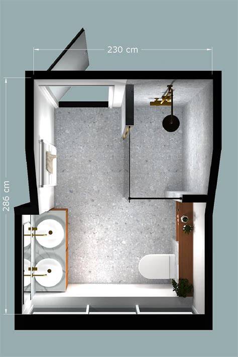 Visualisatie: compacte badkamerinrichting 2x2 meter met dubbel funcionaliteiten