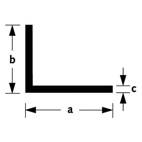 Diagram: dwarsdoorsnede ongelijkzijdig aluminium hoekprofiel