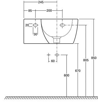 Diagram: juiste hoogte afvoer en wastafel