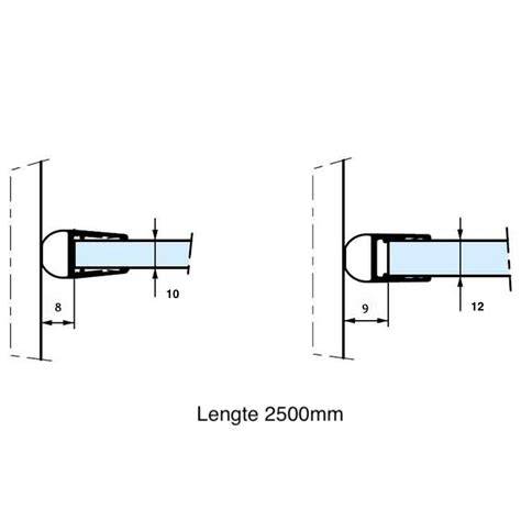 Technische tekening van een douchestrip met afmetingen