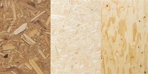 Infographic: Verschillende typen plaatmateriaal en kenmerken (multiplex, underlayment, OSB, betonplex)