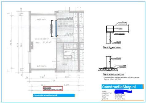 Infographic: bouwtekening en constructieberekening draagmuur doorbraak