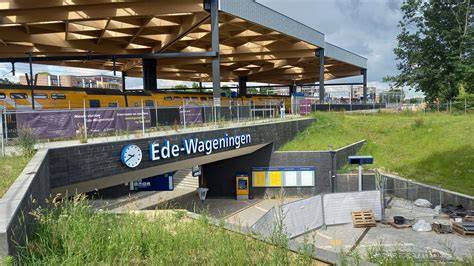 Informatieve kaart met ingangen en ontsluitingen rondom Station Ede-Wageningen