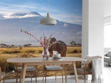 Close-up fotobehang van Afrikaanse olifant voor een warme, familielijke sfeer in de babykamer.