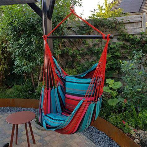 Diagram: juiste ophanginghoogte en -afstand voor hangmatten en hangstoelen