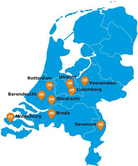 Kaart met locaties waar asbestvervuiling in Nederland bekend is
