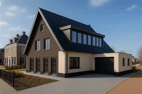 Abstracte afbeelding van een huis met een dakkapel aan de achterzijde, proces omgevingsvergunning
