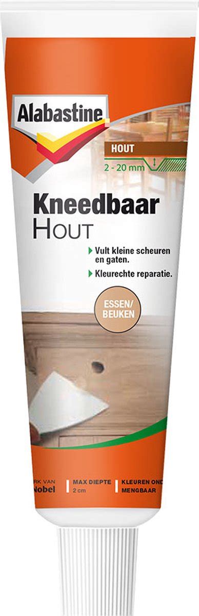 Infographic over de verwerkingsstappen van Alabastine Kneedbaar Hout