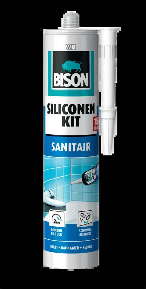 Infographic over de applicatie- en uithardingsprocessen van Bison Siliconenkit Sanitair