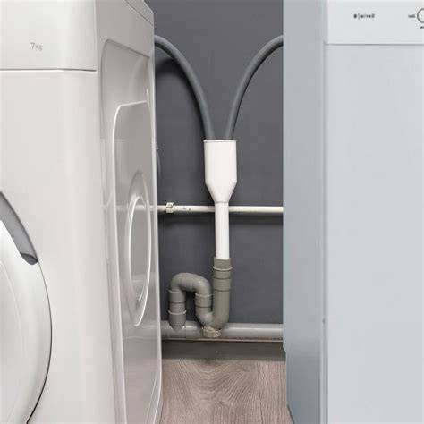 Infographic: overzichtelijke afbeelding van een wasmachine en droger met Y-stuk en dubbele afvoer