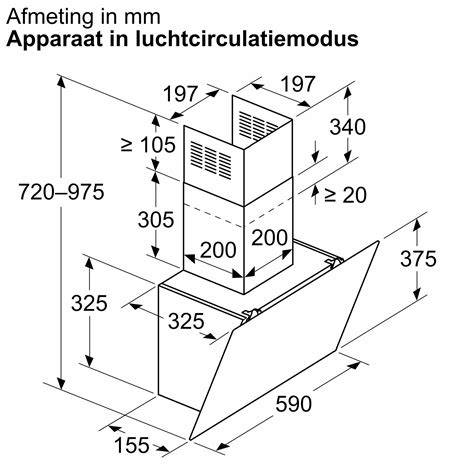 Afzuigkap KSGT64X - afmetingen en installatieplan