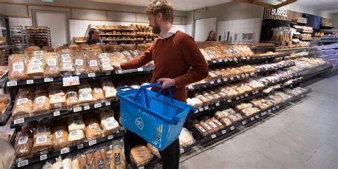 Infographic: ALDI-winkelinrichting met centrale verse sectie en vooraan brood