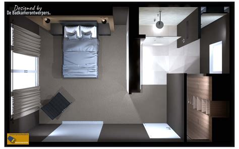 Voorbeeld van een 3D-interieurplan van een slaapkamer met maatwerkmeubelen
