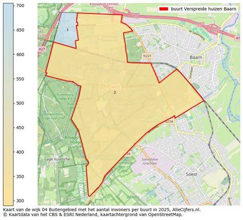 Kaart van Baarn met zones waar aannemers actief zijn