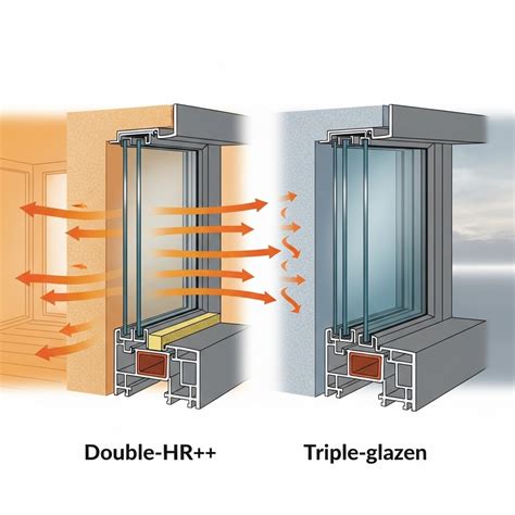 Infographic: werking HR++ vs triple glas