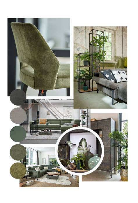 Groene en aardse interieurinspiratie - moodboard en voorbeeldtoepassingen