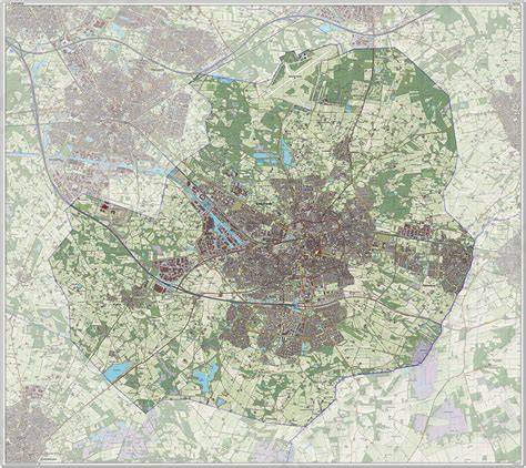 Kaart van Enschede en omliggende gemeenten rond 2020