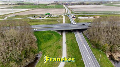 Mapa met routes en afsluitingen langs A31 bij Franeker