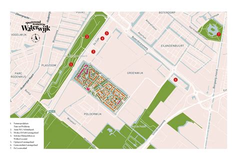 Infographic: Schematische kaart van Wilderszijde met de drie buurten Groenwijk, Waterwijk en Polderwijk en het centrale park