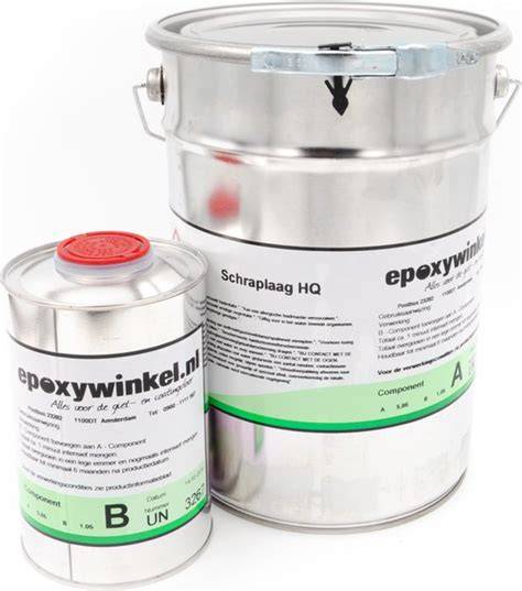 Epoxy opbouwdiagram: primer, schraplaag, toplaag