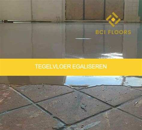 Vergelijking van een oneffen vloer naast een geëgaliseerde vloer, met pijlen die wijzen op potentiële problemen zoals scheefstand en vochtindringing bij de oneffen vloer.