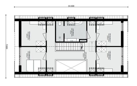 Schematische weergave van een huis met verbonden verdiepingen door een trap