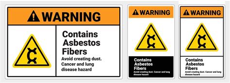 illustratie asbestvezels en waarschuwingsbord asbest