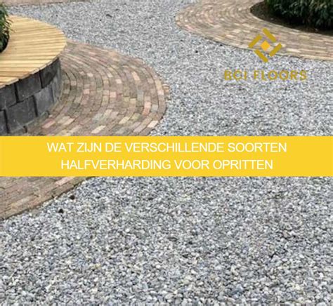 Verschillende materialen voor opritten: klinkers, grind, beton.