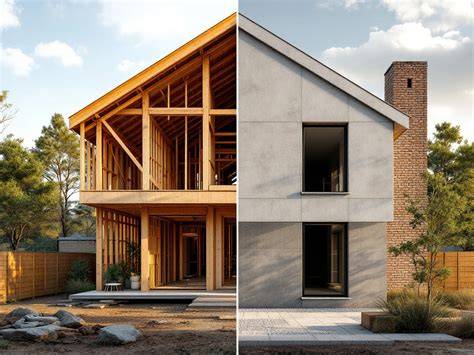 Diagram: vergelijking traditionele bouw vs houtskeletbouw