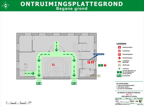 Diagram van vluchtroutes en vluchtwegaanduidingen volgens NEN-normen