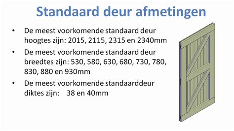 Praktische tabel met standaard deuren en bijbehorende afmetingen