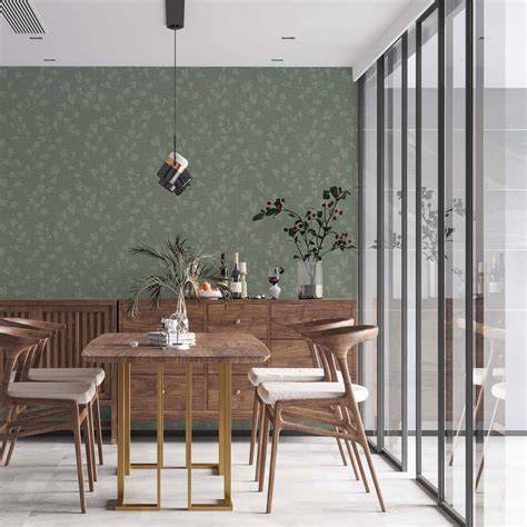 Foto van Fieke vinylbehang in zachte groene tint met abstract patroon