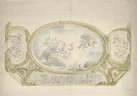 historische plafondschildering met wolken en putti