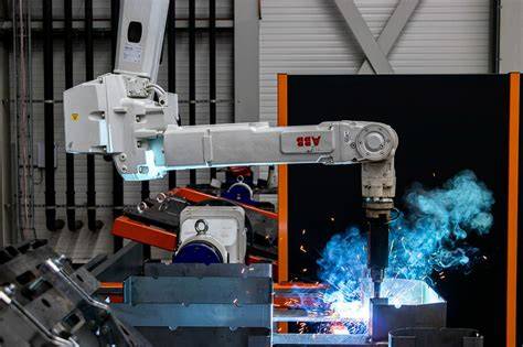 Foto's van lasrobot, lasmanipulator en cobot in actie